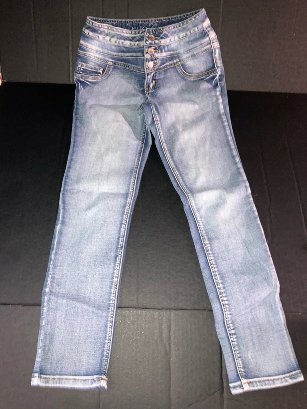 Rue21 Blue Skinny Jeans with Button Fly
